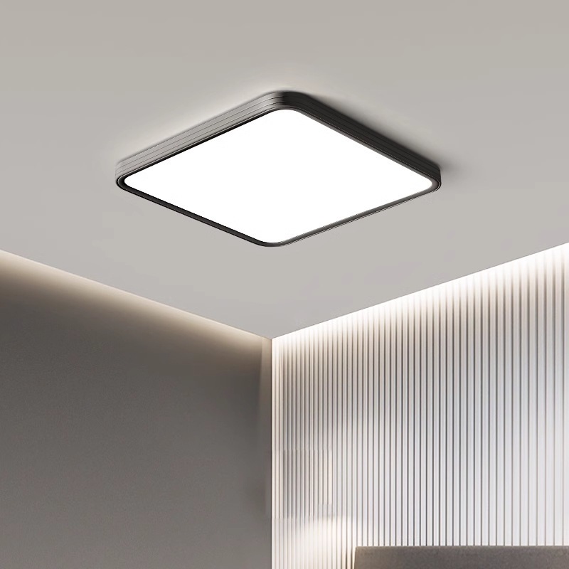 Luz de techo, lámpara de sala de estar, lámpara principal de espectro completo, protección de ojos, lámpara de dormitorio moderna simple sin hendiduras, lámpara negra Zhongshan