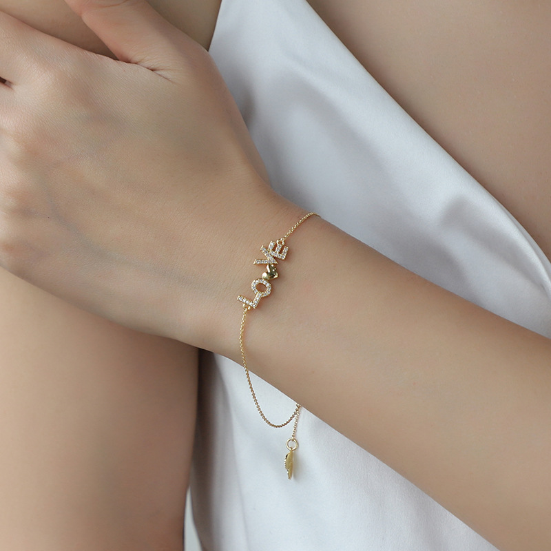 Original Design Letter Copper Plating Zircon Bracelets 1 Piece