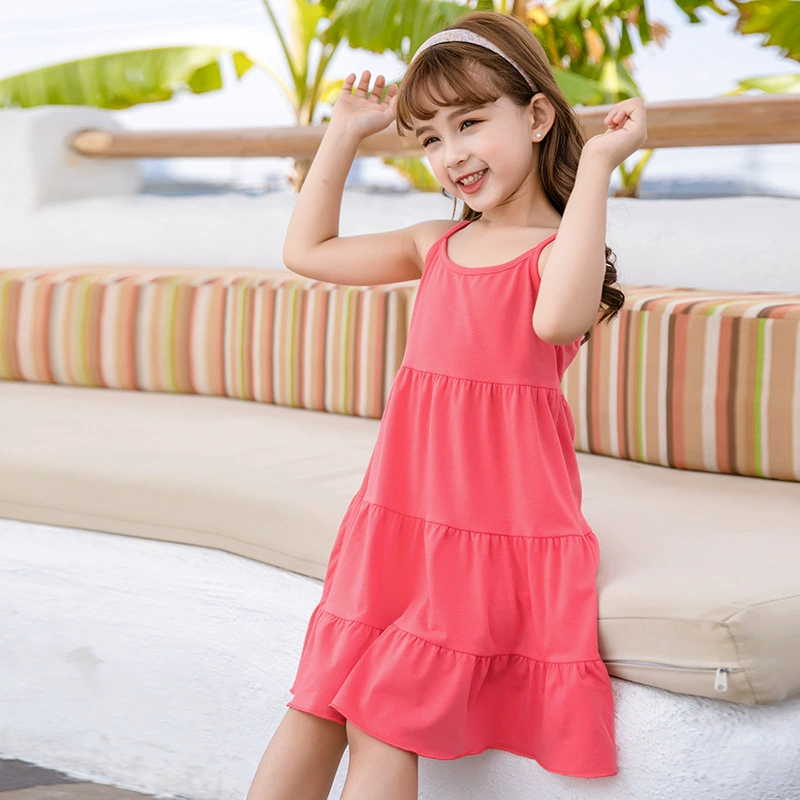 Детское летнее платье-сорочка без рукавов? Wait original: "Children's summer slip dress, direct factory sales, Korean style, for teenagers". It's a slip dress for children, but 