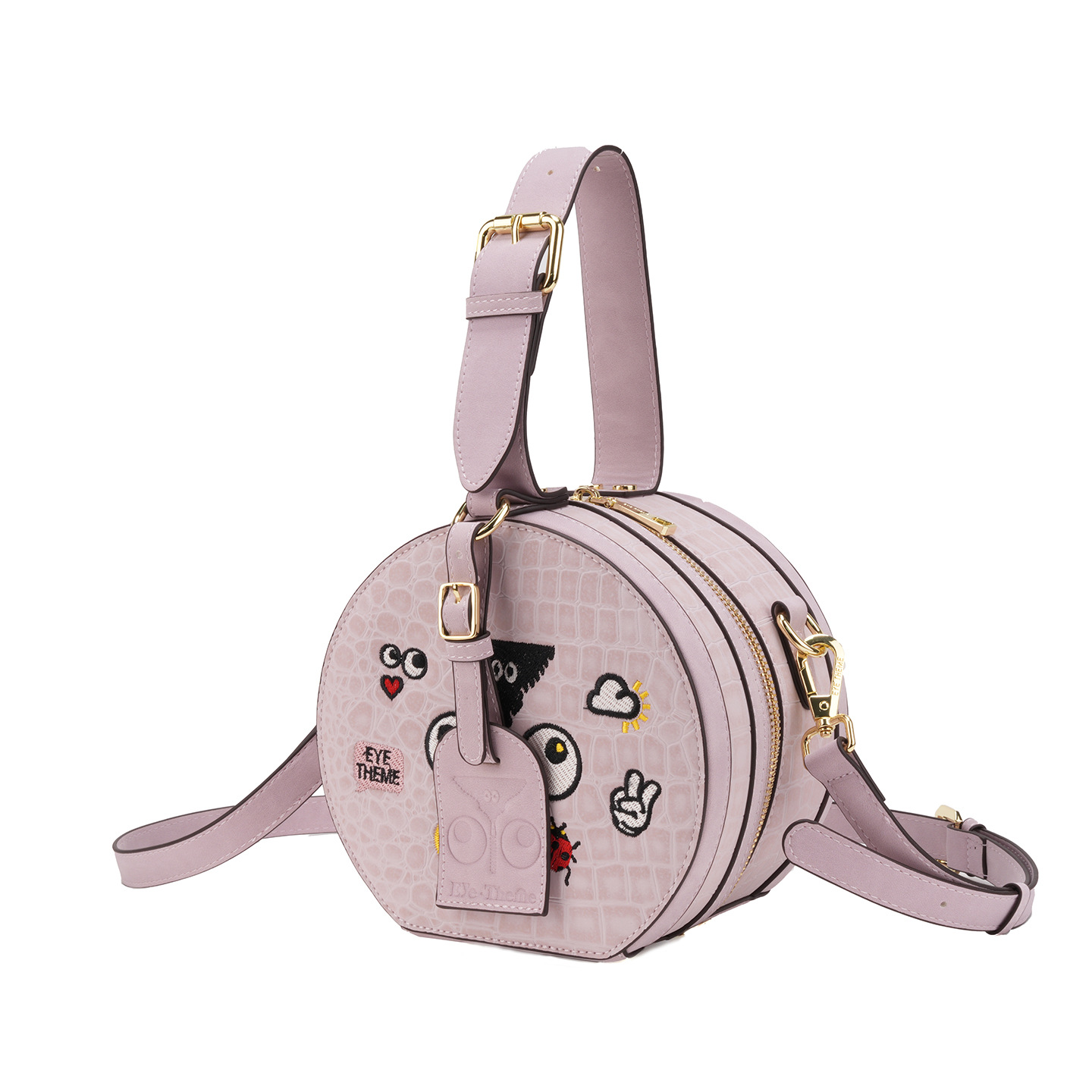 Damas de estilo damas bolsas redondas bordadas de moda de alta sensación de cremallera clásica otoño-invierno bolsas escolares estudiantes 2875 #