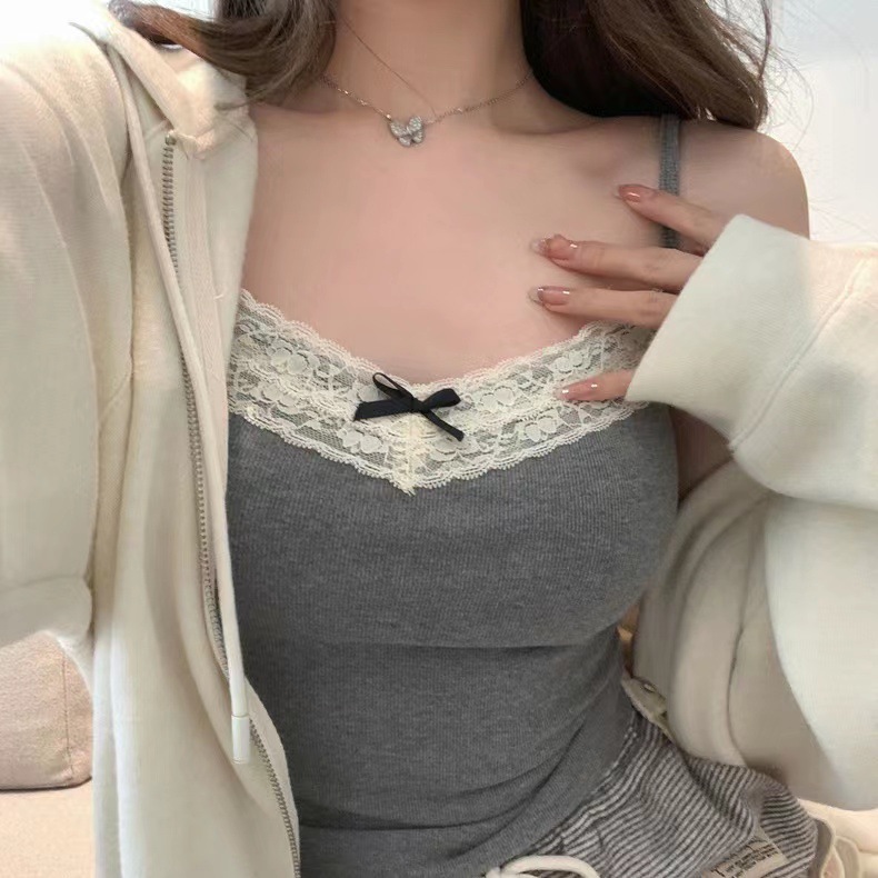 Pure style suspender vest with bow tie and sexy slim fit outside and sleeveless base top for women