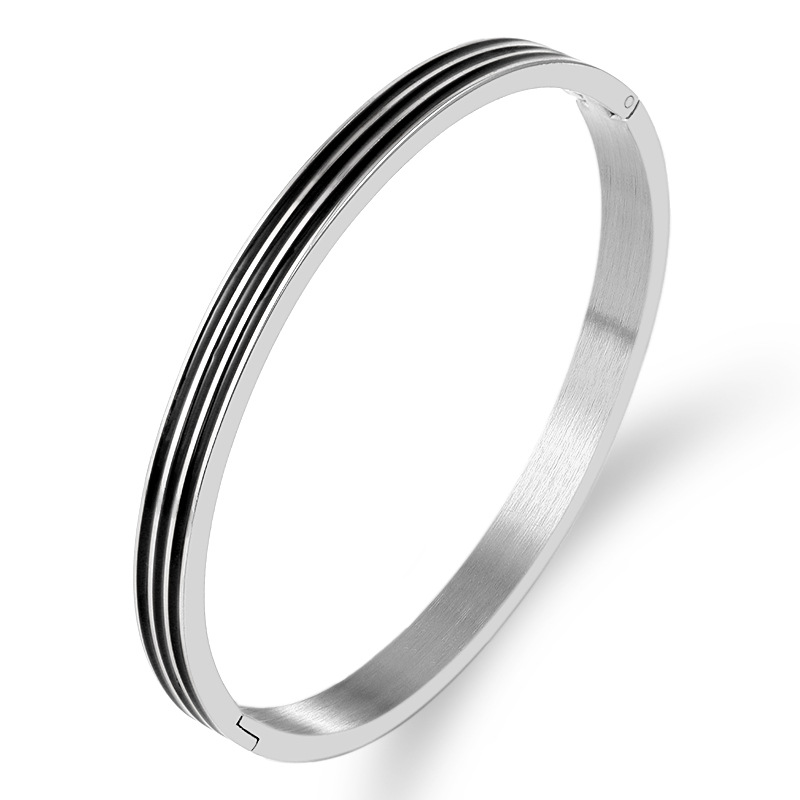 Streetwear Stripe Stainless Steel Bangle In Bulk display picture 6