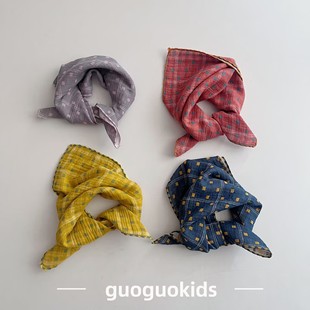 New Spring & Fall Girls' Headscarf Korean Kidsren's Thin Triangle Scarf Baby Girl Polka Dot Versatile Small Square Scarf Scarf