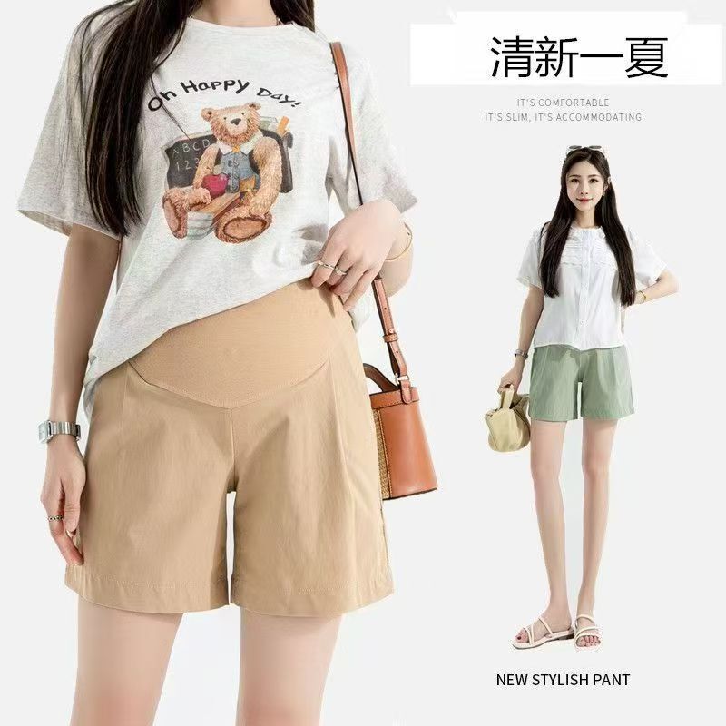 Maternity White Shorts, Summer Thin Style for Outer Wear, 2026 New Maternity Pants, Loose Casual Sports Leggings for Summer