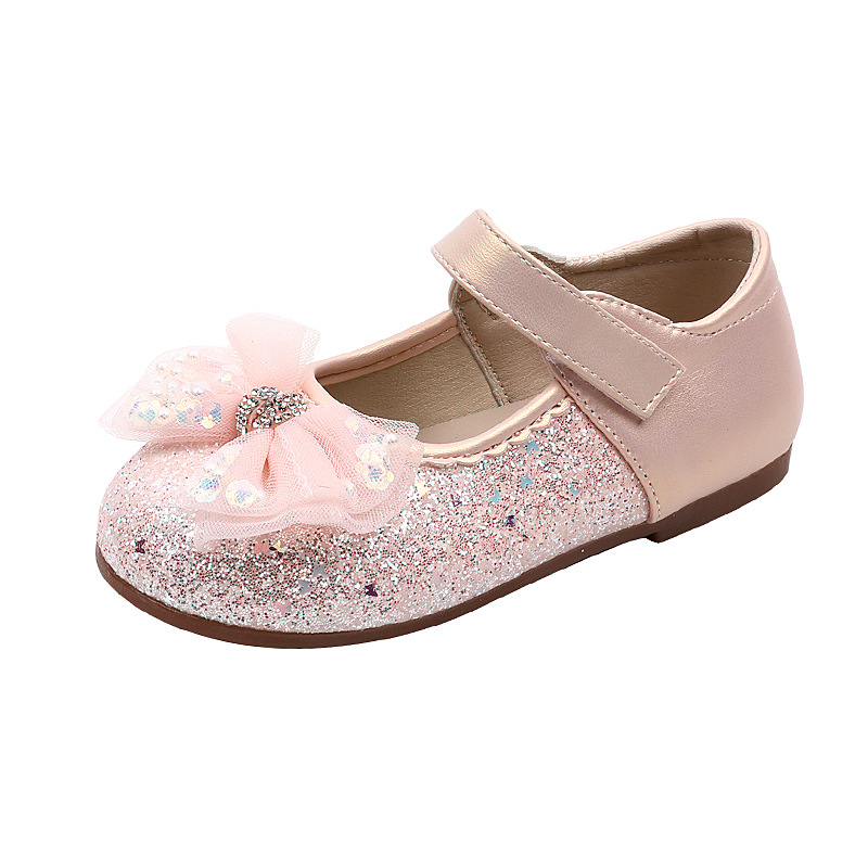 Zapatos de cuero para niñas, zapatos de arco para niños, zapatos de princesa de otoño, nuevos zapatos de tesoro de mujer, zapatos de suela suave para niñas