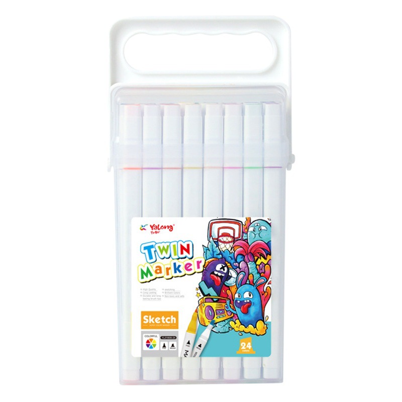 Marcadores de Tela de Doble Punta 24 Colores para Estudiantes
