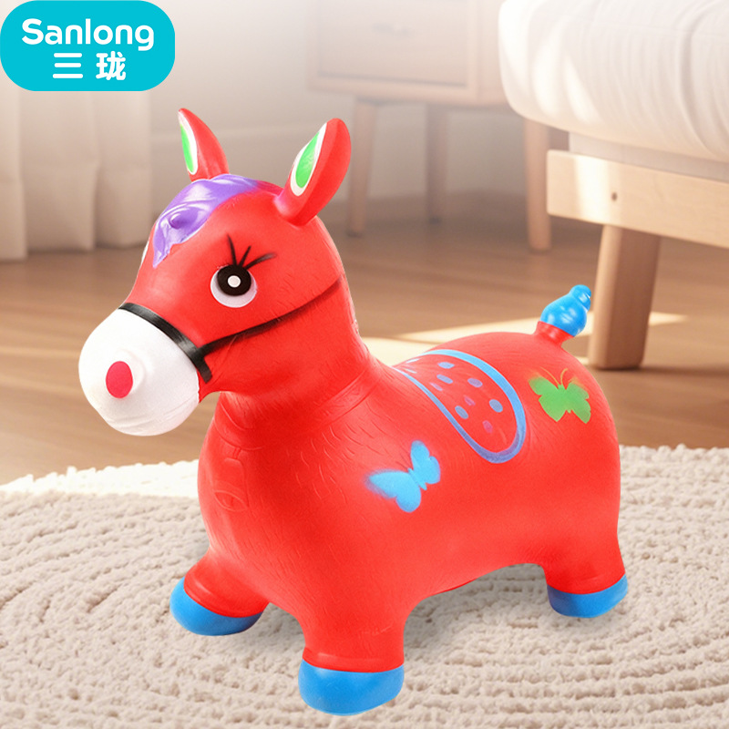 Pvc Children's Musical Inflatable Jumping Horse, Thickened Inflatable Horse, Kindergarten Toy Horse, Factory Direct Sale, Adults Can Ride