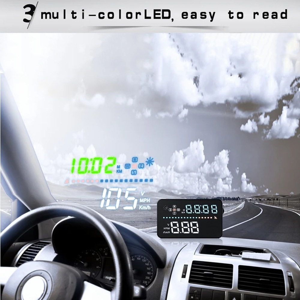 A3 3.5inch Car Hud Head-Up Display Projector Gps Speedometer Obd2 Car Speed Warning