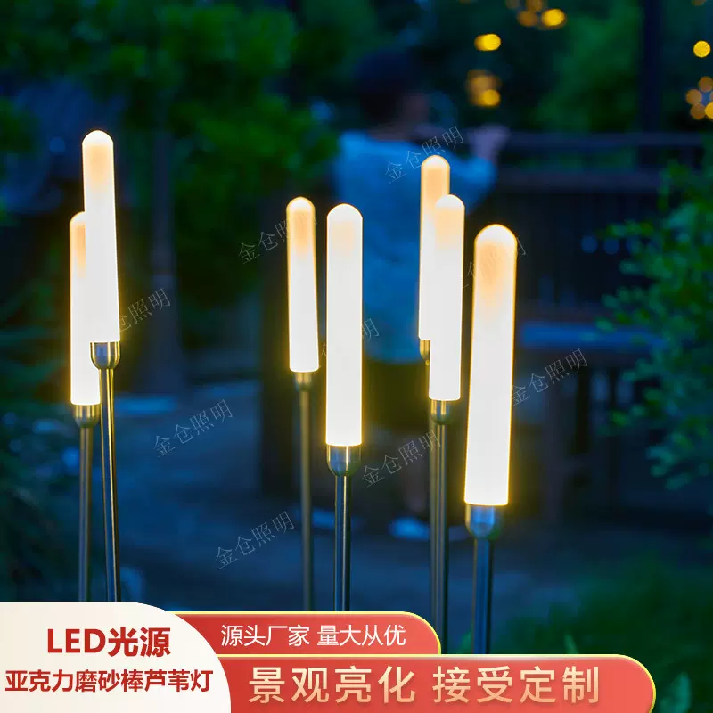 LED发光芦苇灯亚克力磨砂棒防水插地户外草地景观草坪灯亮化工程