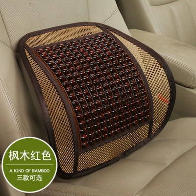 Car lumbar support breathable car Waist support - wooden-beaded-waist-red
