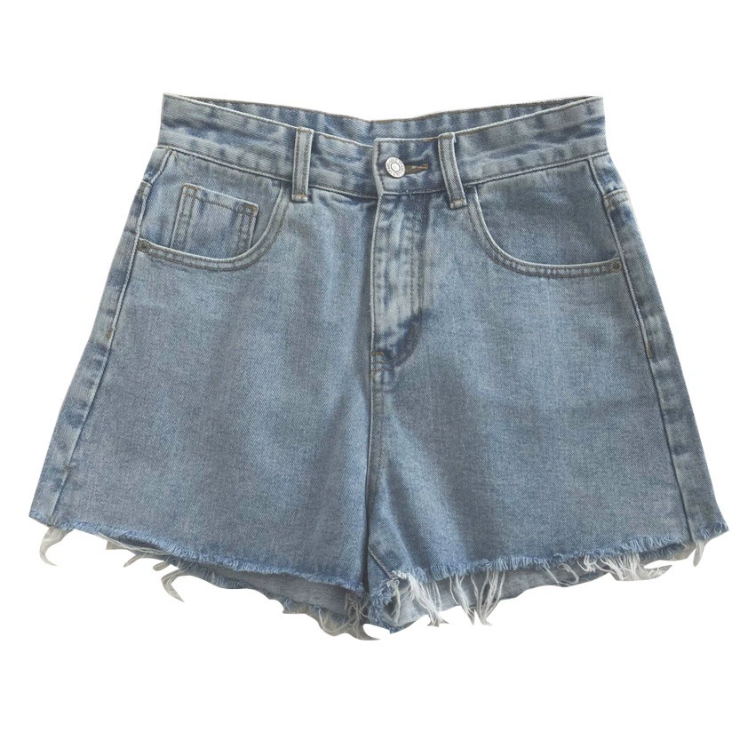 Джинсовые шорты Женское лето 2021 новый стиль шерстяные оканты с высокой талией тонкая свободная широкая нога ультра-короткая пара шорт-брюки прилив