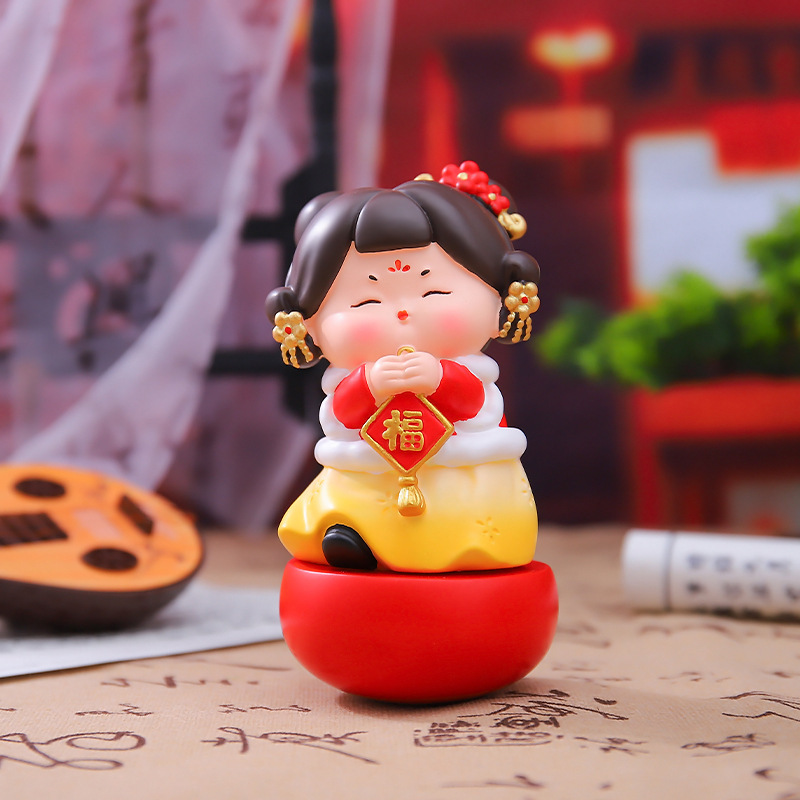 新款国风古典唐宫赋不倒翁小姐姐小号摆件创意桌面摆件送朋友礼物|undefined