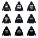 [fleece-lined] Cardigan Zipper fleece-lined Hooded Sweatshirt European and American Letter Parade Black No.8 Men's and Women's Same 24 Full Series