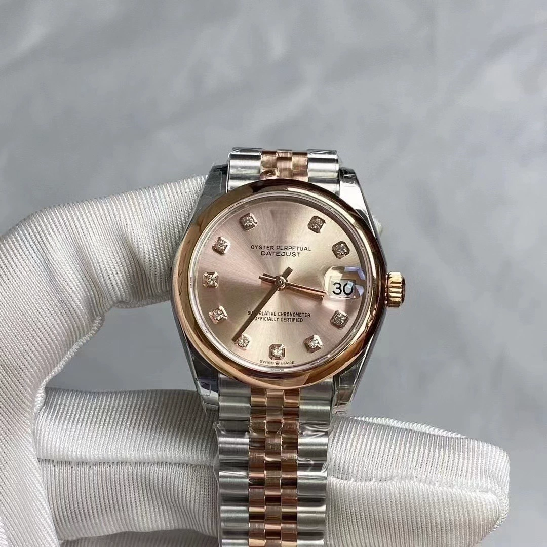 Наручные часы Datejust с двумя головками лавра, автоматические механические, корпус из Oystersteel, с бриллиантовой циферблатной sapphire, одно календарь