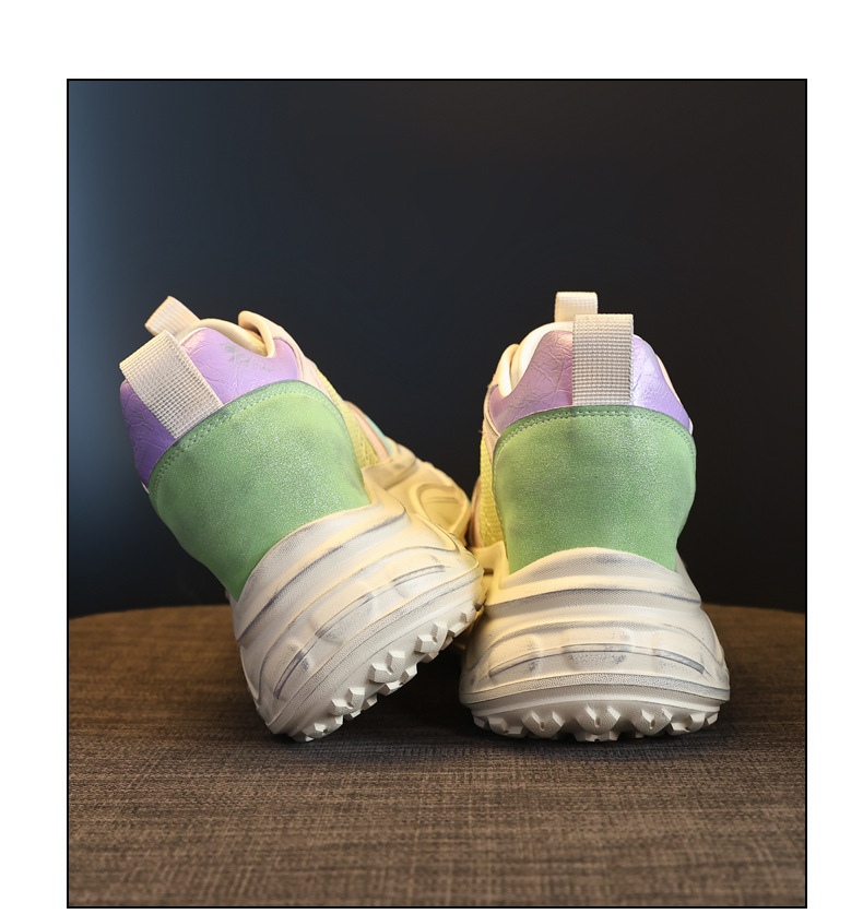 Giày thể thao nữ đế dày tăng chiều cao sneaker trắng cổ thấp — Xám trắng chi tiết 17