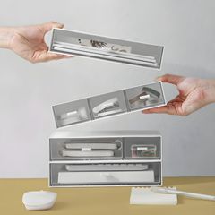 シンプルなマルチグリッド収納ボックスデスクトップ雑貨文具プラスチック無地整理ボックス学生寮コンパートメント収納オーバーレイ