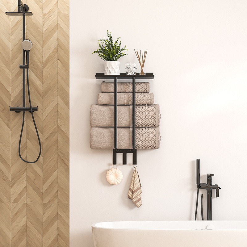 Transfronterizo sin perforación estante de toallas de baño desmontable estante de toallas de baño multicapa estante de toallas de pared de baño