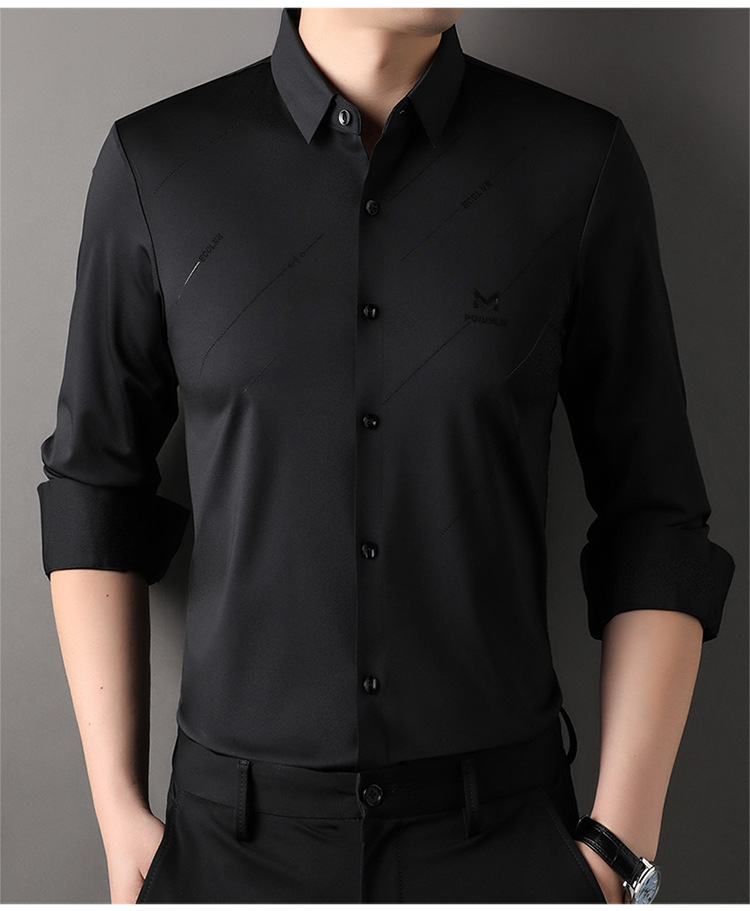 Chumeng mismo estilo camisa de hombre otoño nueva camisa de hombre negocio sin costuras casual superior antiarrugas planchado-libre transfronterizo
