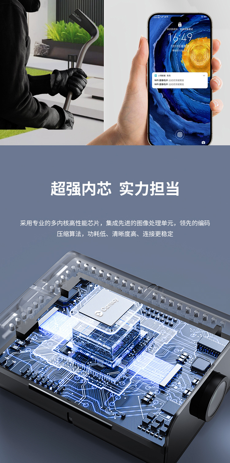 亚马逊爆款家用WiFi监控摄像头高清夜视宠物双频5GWiFi网络监视器
