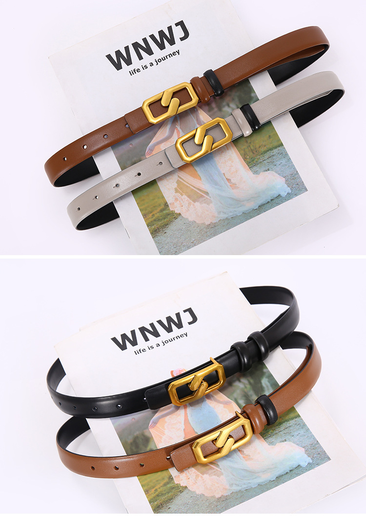 Nový opasek Ins Style Dámský kožený opasek Oboustranný použitelný hovězí kožený opasek Lehký luxusní kožený opasek Niche pro ženy_voghion.com