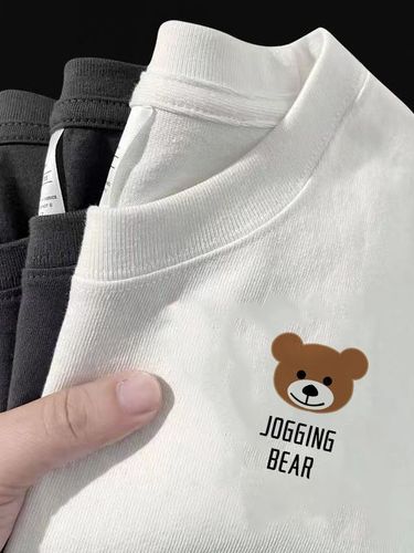 Summer Ice Silk Stylish T-Shirt, Versatile Athletic Cute Print Trendy Slim Fit Round Neck Short Sleeve T-Shirt for Men