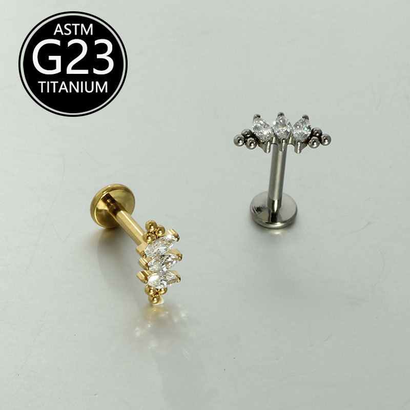 Pointed titanium steel lip stud product view