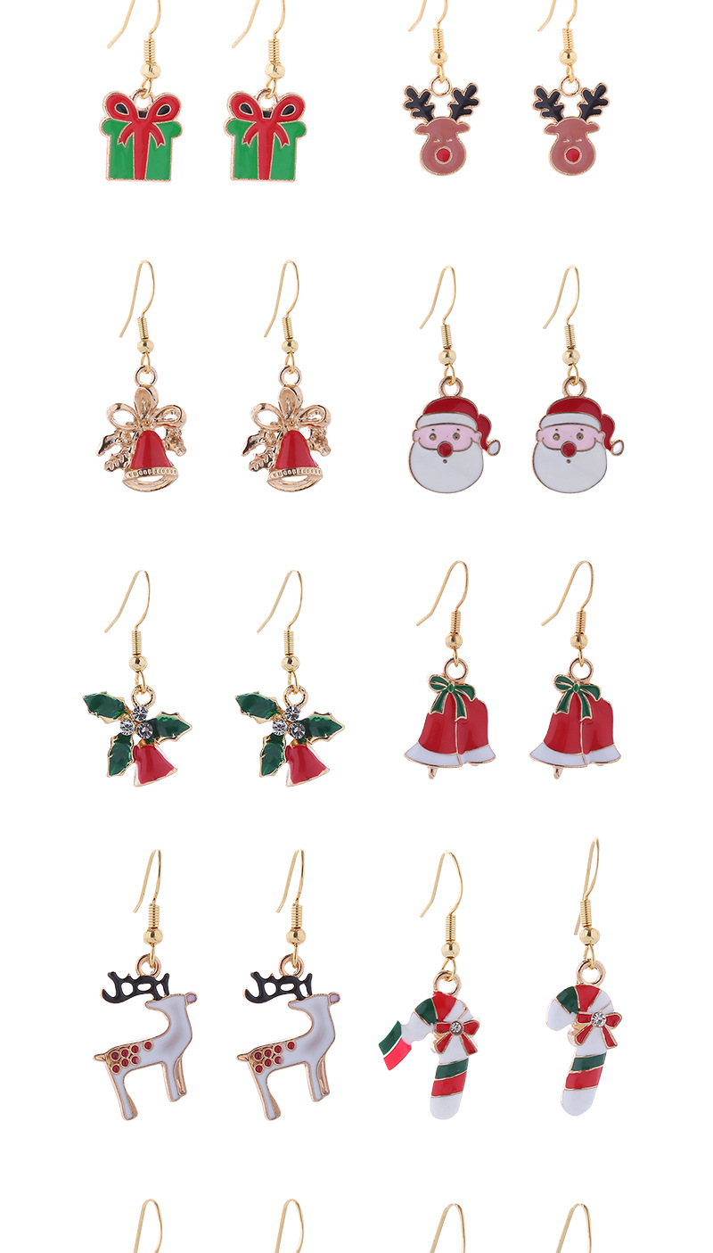 12g Weight Alloy Ear Needle Material Ear hook Classification 1 Pair Christmas Cute Christmas Hat Santa Claus Christmas Socks Plating Alloy Ear Hook