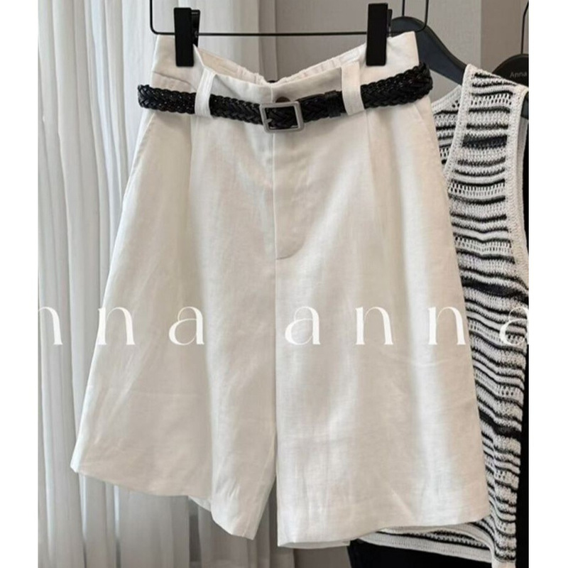 Highly Recommended! Old Money Style Tencel Linen White Five-Point Shorts 2025 Summer Comfortable Breathable Casual Shorts