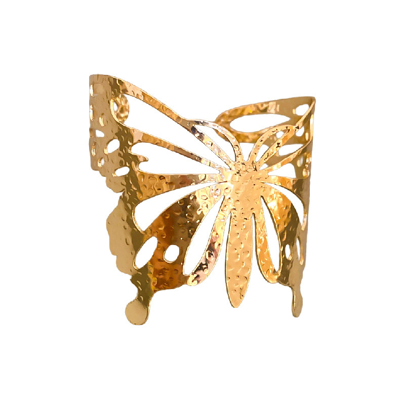 Exaggerated European American Style Metal Geometric Circular Pattern Open Light Luxury High-end Fashion Bracelet,_voghion.com
