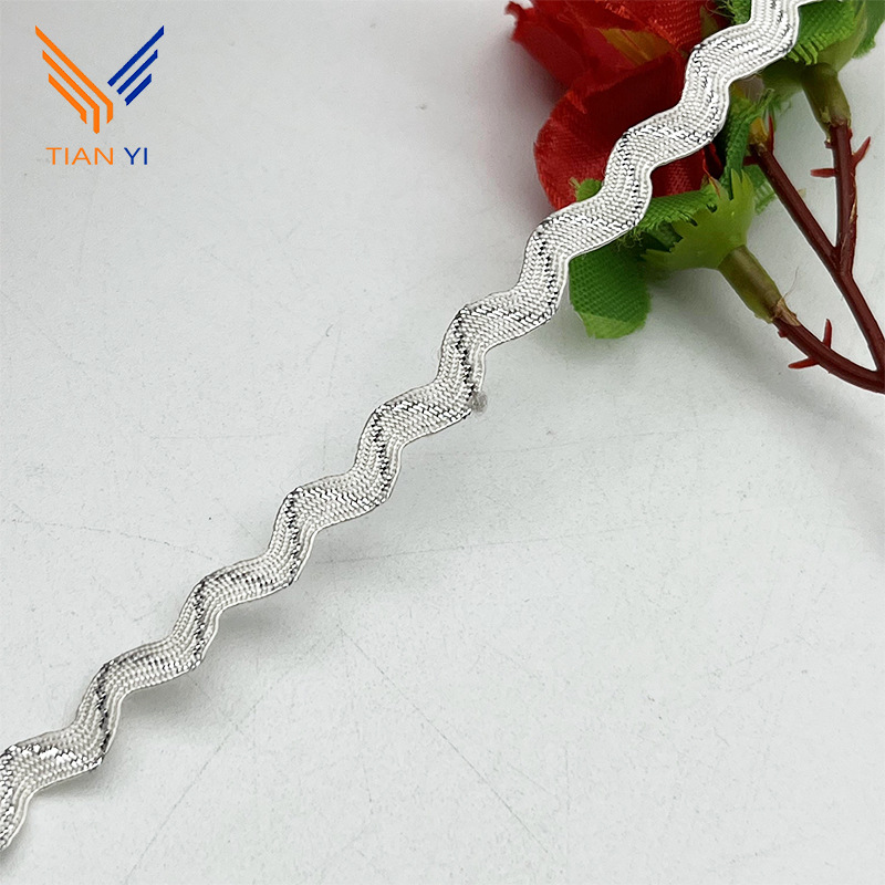 3-5mm de oro y plata onda borde curvo en forma de S cortina de la cinta de encaje ropa de los niños accesorios de la boda accesorios de vestir DIY