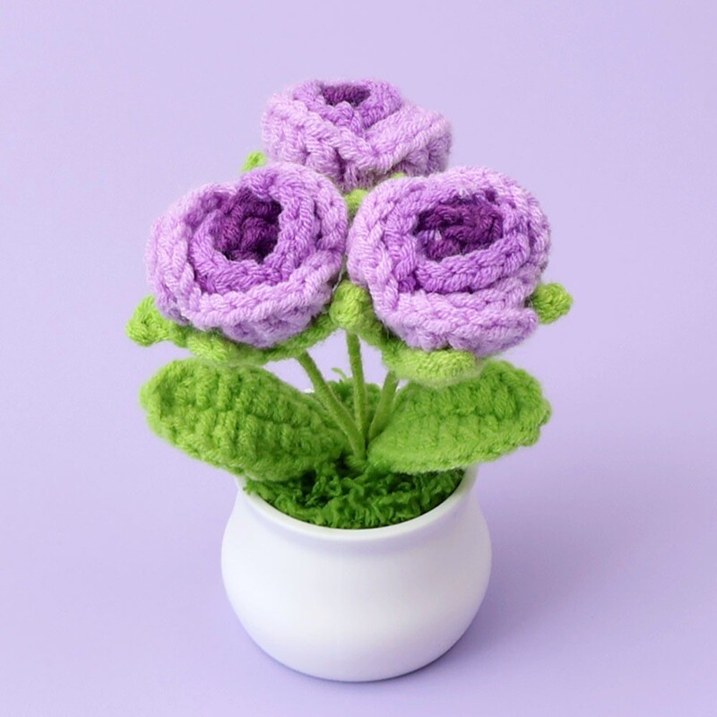 完成したウールひまわり鉢植えスズラン造花チューリップデスクトップ装飾品バレンタインデー教師クラスメートギフト|undefined
