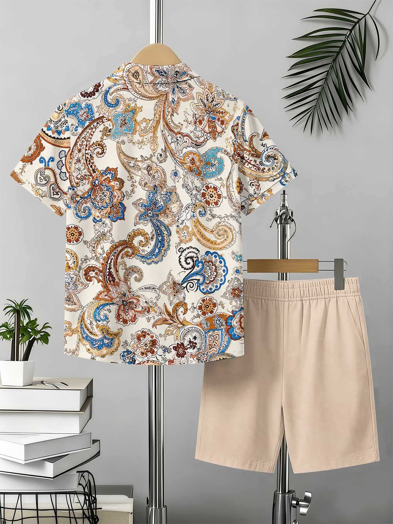 Sommer Set Mit Hemd Und Shorts Für Jungen Mit Totem-muster_voghion.com
