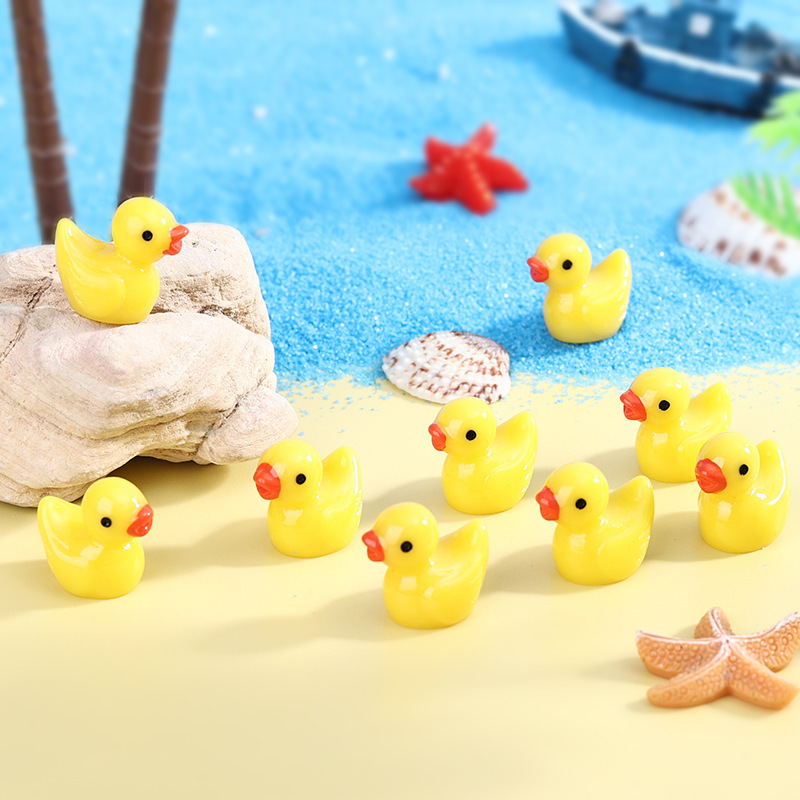 Cross-Border Yellow Duck Cartoon Resin Doll Moss Micro Landscape Decoration Landscaping Resin Jewelry Accessories