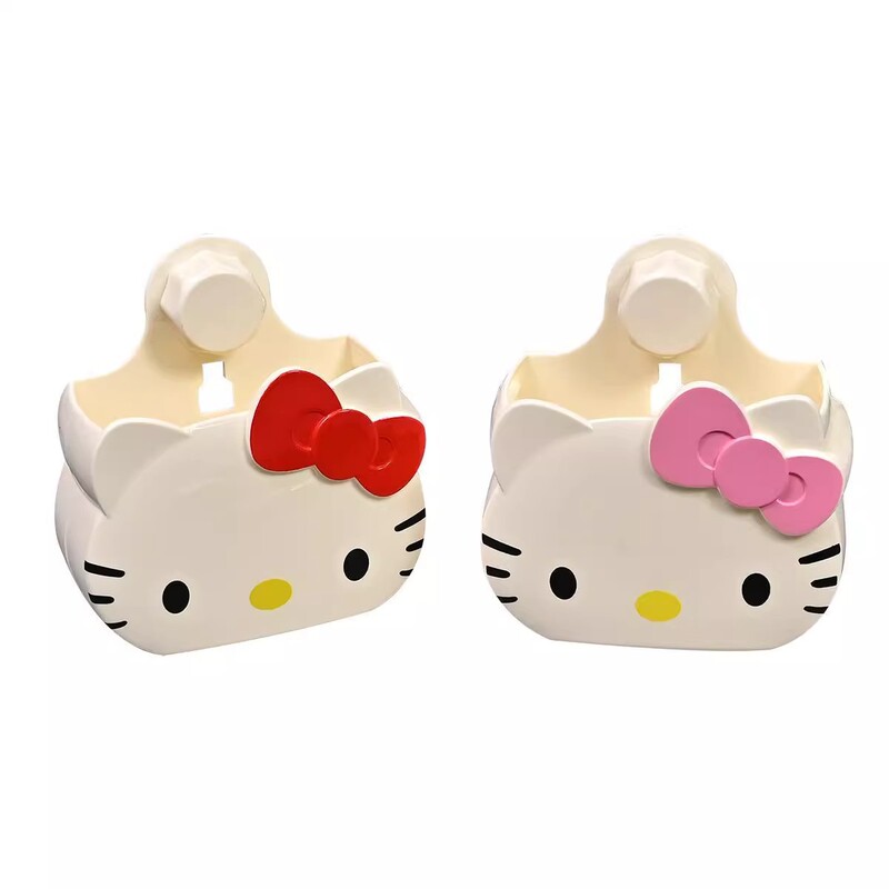 かわいい漫画 KT 猫シリーズ タイル壁釘なし化粧品収納ラック歯磨き粉歯ブラシ壁収納ボックス|undefined