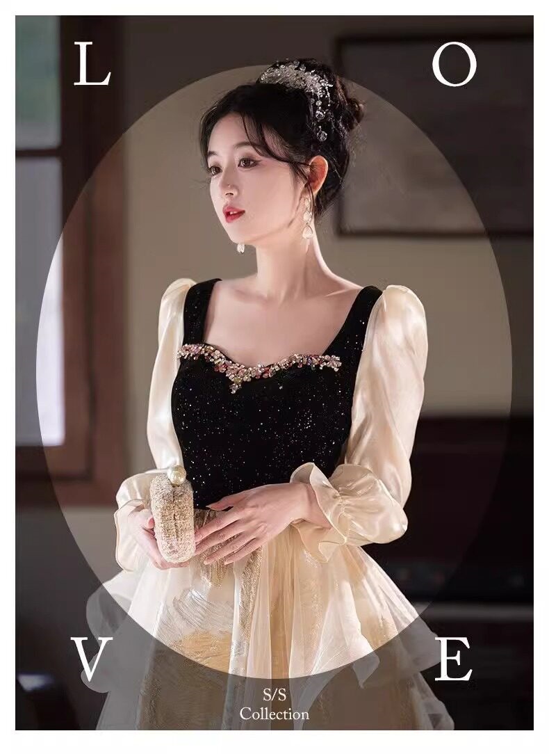 Đầm dạ hội nữ kiểu Pháp cổ yếm dáng suông midi — Màu ảnh 2503 chi tiết 10