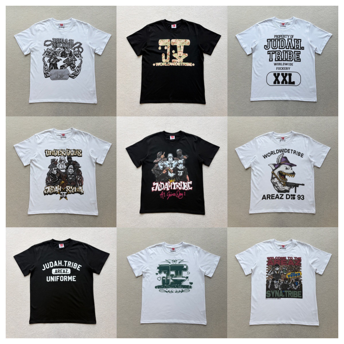 Cross-Border In-Stock 26Fw British Trendy Brand Judah Collection High Street Hip-Hop Loose Fun Print T-Shirt Short Sleeve