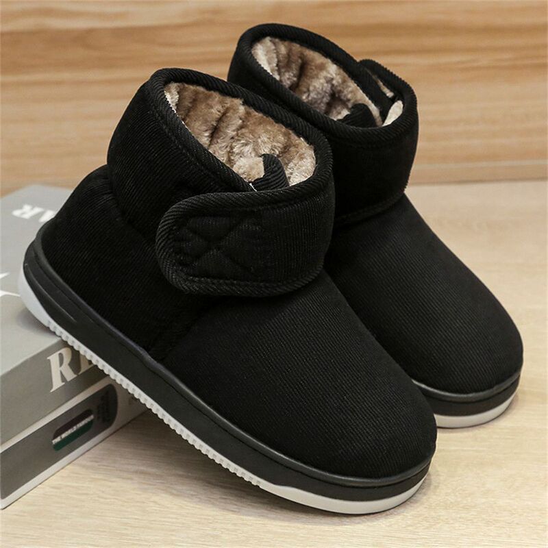 Home Large Size Thickeneded Cotton Shoes for Women, Fleece-Lined Cotton Slippers That Can Be Worn Outside, Winter Non-Slip Bags for Middle-Aged and Elderly High-Top Men