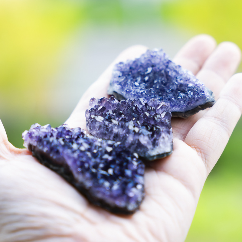 天然紫水晶簇 紫晶块矿物标本 紫水晶洞片摆件 水晶原石 水晶摆件|undefined