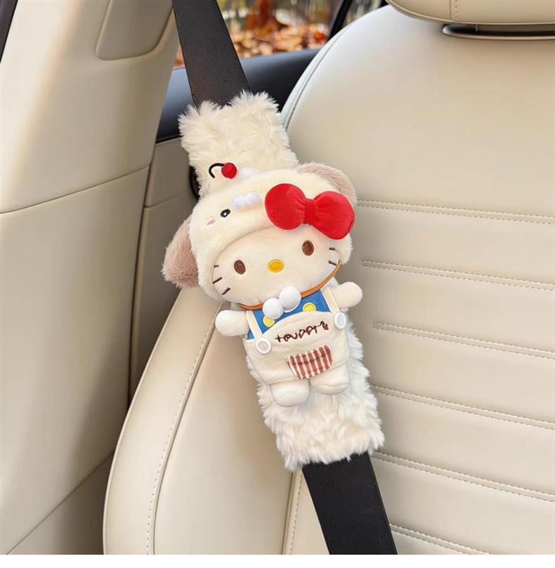 Hellokitty Car Seat Belt Shoulder Pads Car Interior Seat Belt Decoration Anti-Wear Clothing Couple Set for Women