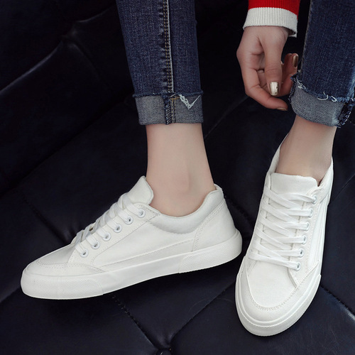  Winter New Trendy Matchable Casual Men's Shoes Low-Top Sneaker Canvas White Fashion Shoes White Shoes