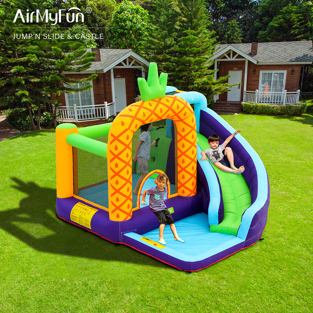 AMF | Al aire libre pequeño castillo inflable tobogán para niños cama de salto en forma de piña casa castillo inflable para niños