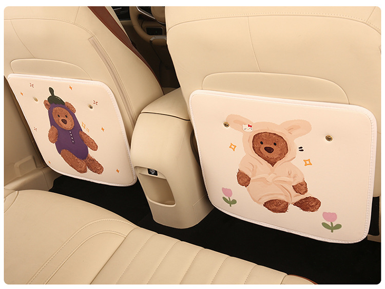 Cartoon Anti-Kick Pad, Leather Printed Seat Back Protection Pad, Car Rear Seat Anti-Kick Pad, Universal for Rear Seats