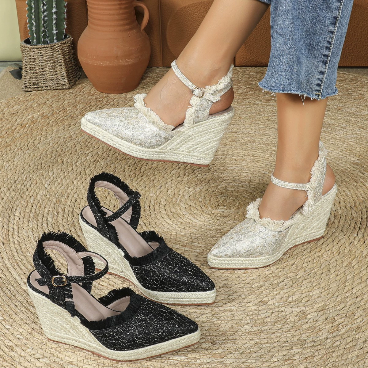 Женская платформа клиновидная пятка с толстой подошвой на высоком каблуке