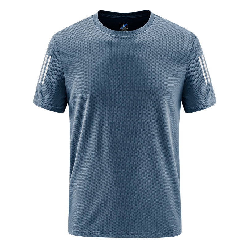 Hielo de malla hombre de verano media manga transpirable ocio deportivo acondicionamiento suelto rápido secado camiseta superior grande