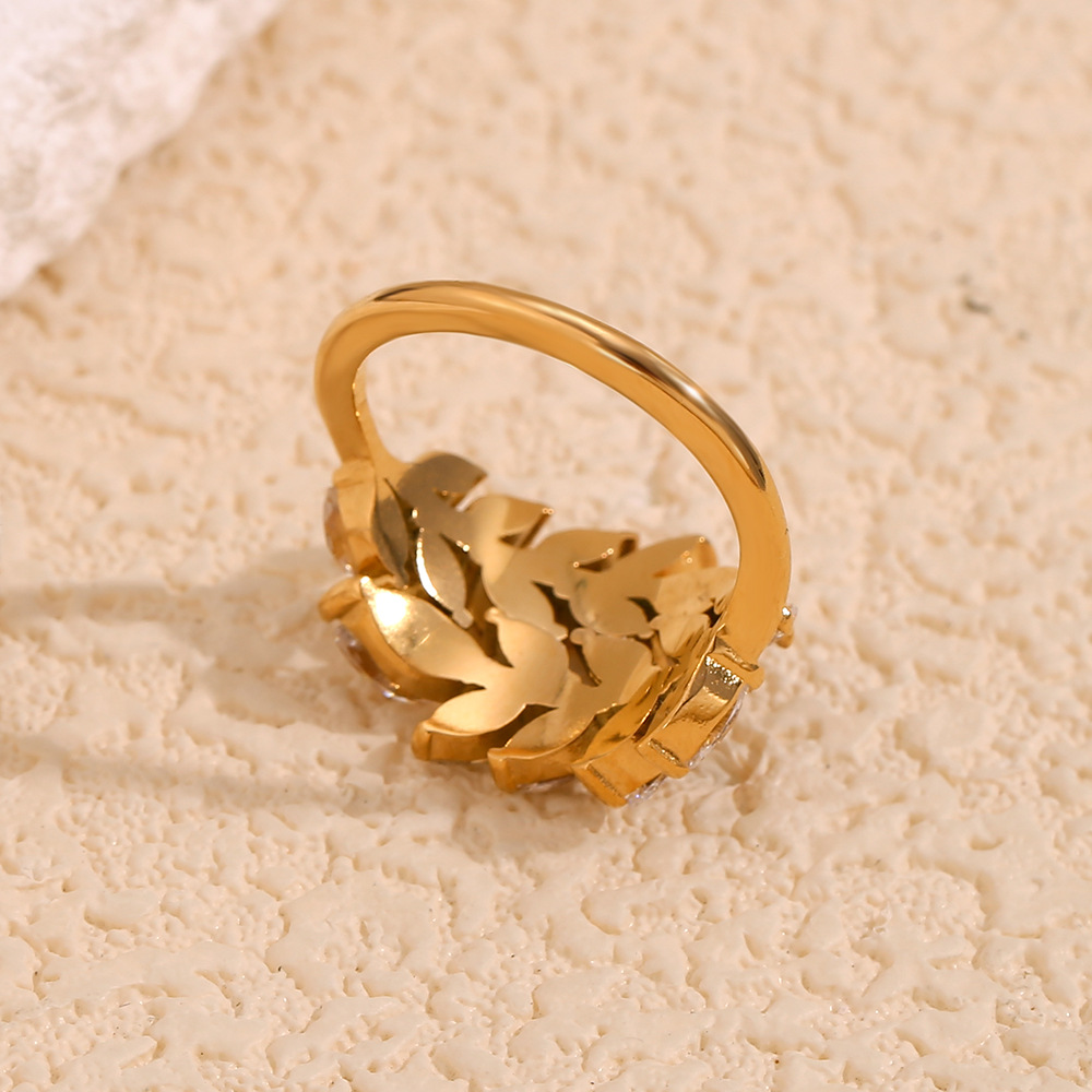 Leaf Shape Stainless Steel Ring