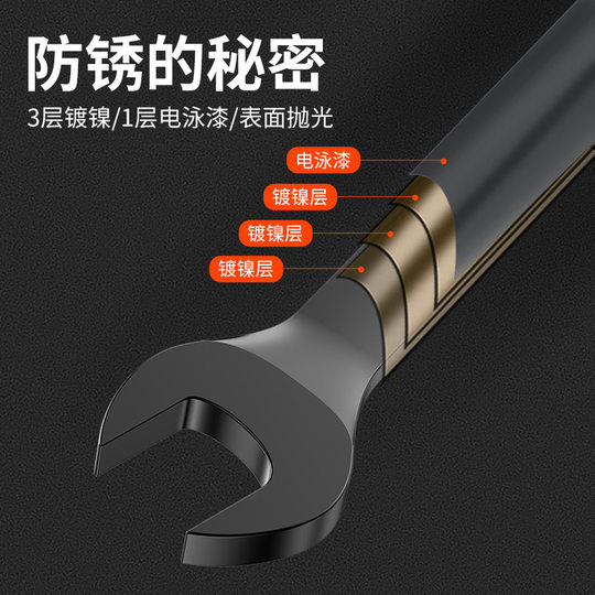 Shengda tools wholesale black electrophoresis open wrench auto repair double-headed manual dual-purpose open solid wrench