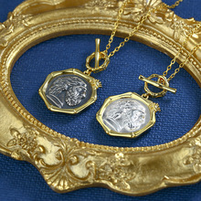 復古古希臘神王宙斯銀幣S925純銀項鏈女復古歐美宮廷風吊墜項飾品