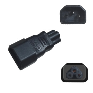 IEC 320 C14 to C5 Ac Adapter, pin word male to Mickey Mouse power conversion head WA-0004