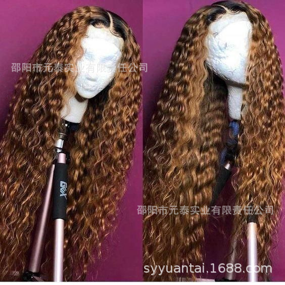 ブラウン4 # color red 13x4 kinky curlyレーンフロンティアポジティブウィッグ|undefined