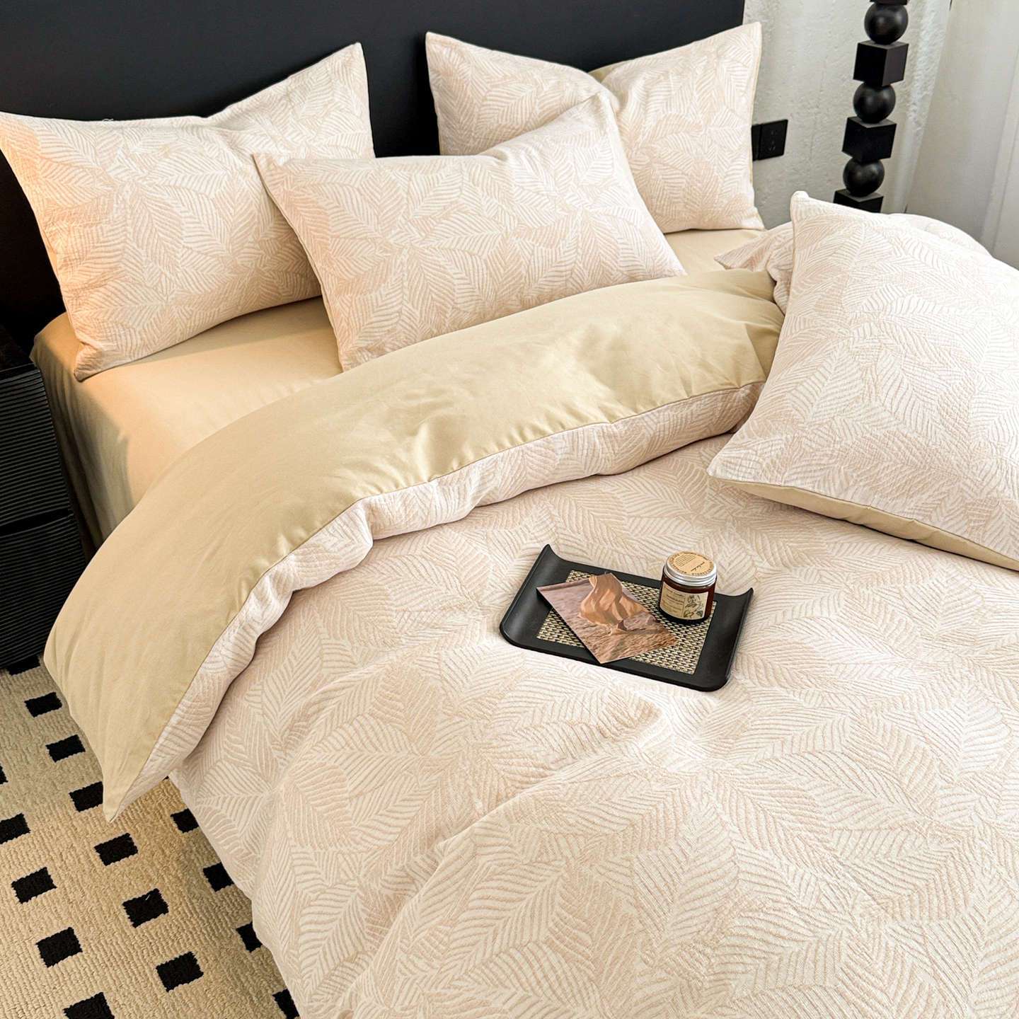 Cama de algodón molido de algodón largo conjunto de cuatro piezas de algodón puro 2025 nuevo lujo ligero de alta sensación sábanas cubierta de tres piezas